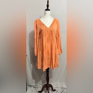 Knox Rose Orange Embroidered Long Sleeve Dress Cottagecore Boho